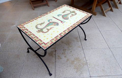 Table mosaïque en Emaux de Briare